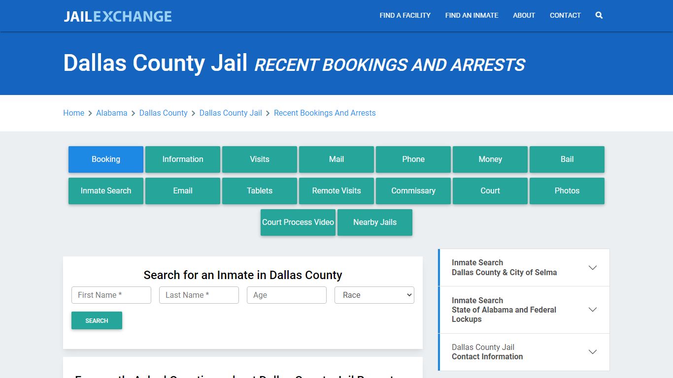 Dallas County Jail AL Recent Arrests and Bookings - Jail Exchange